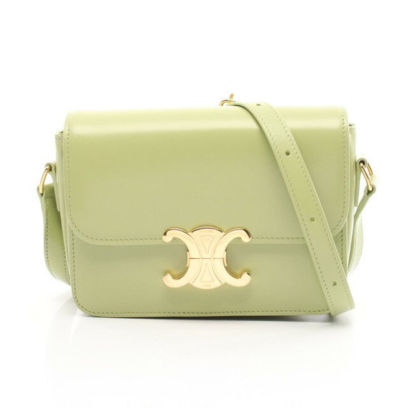 Celine Teen Triomphe Shoulder Bag Leather Green - Picture 1 of 7